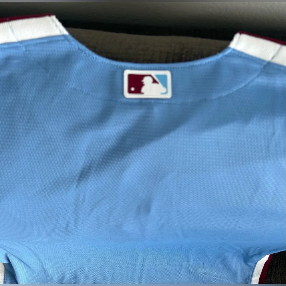 Nike Authentic Blue Philadelphia Phillies Throwback Baseball Jersey Mens Sz: XL - Picture 8 of 8